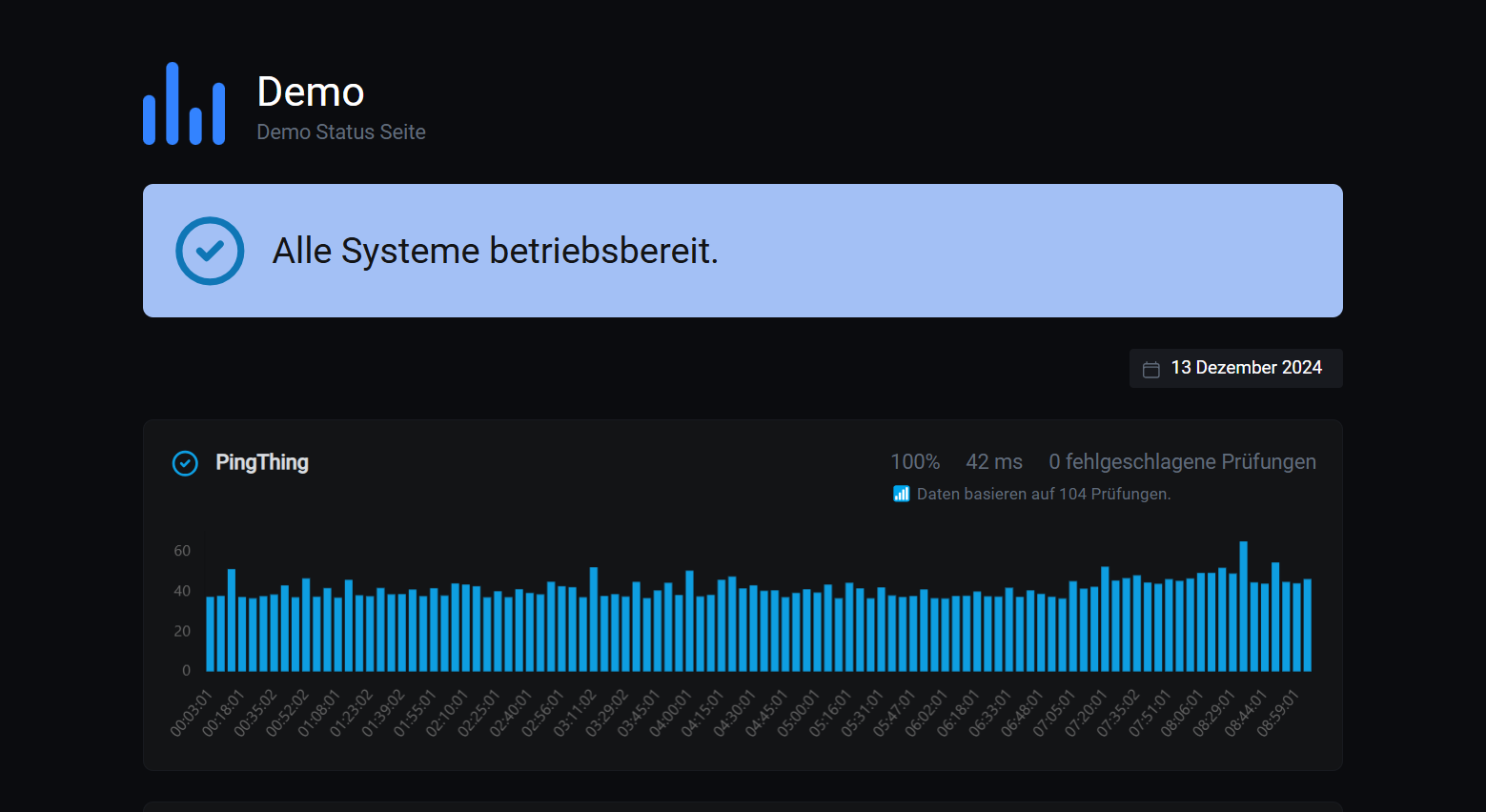 Screenshot of the app status page example